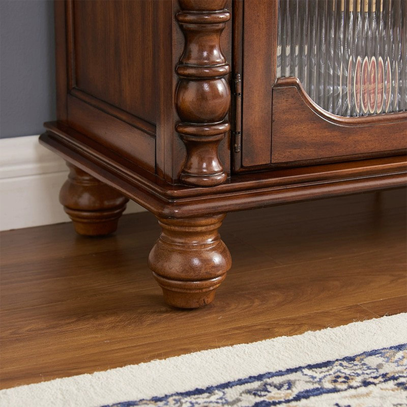 Buffet en bois massif brun noisette, H 55,51 po x l 62,99 po x P 15,35 po, Brun noyer