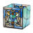 4.75"H Blue Flourishes Stained Glass Candle Holder
