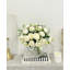 White Peony Faux Centerpiece In Glass Vase-1749398934