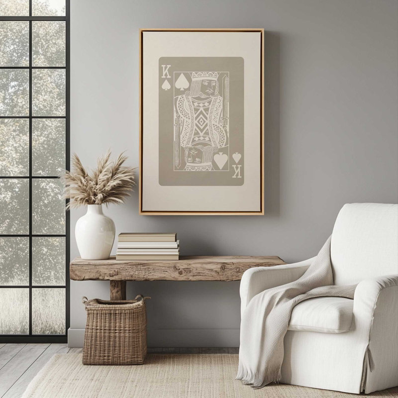 «Beige Queen Card», reproduction sur toile dans un cadre, H 12,75 po x l 8,75 po, Or poli