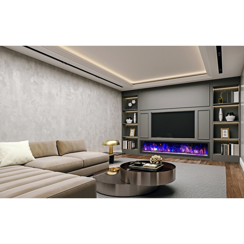 Dynasty Cascade Wall Mount Linear Electric Fireplace - Smart Technology Enabled - 400 SQ. FT., 20.25" H x 82.5" W x 6.5" D
