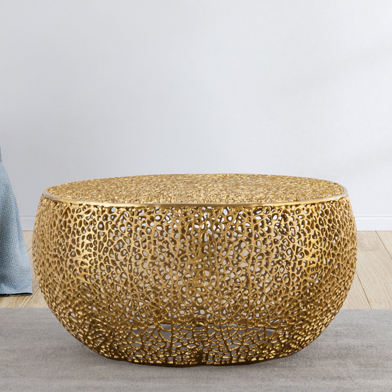 Kawanna Aluminum Drum Coffee Table, Gold