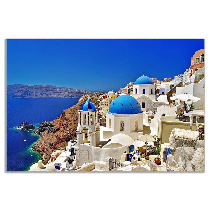 Santorini Greek Islands - Wrapped Canvas Print, 51cm H x 76cm W