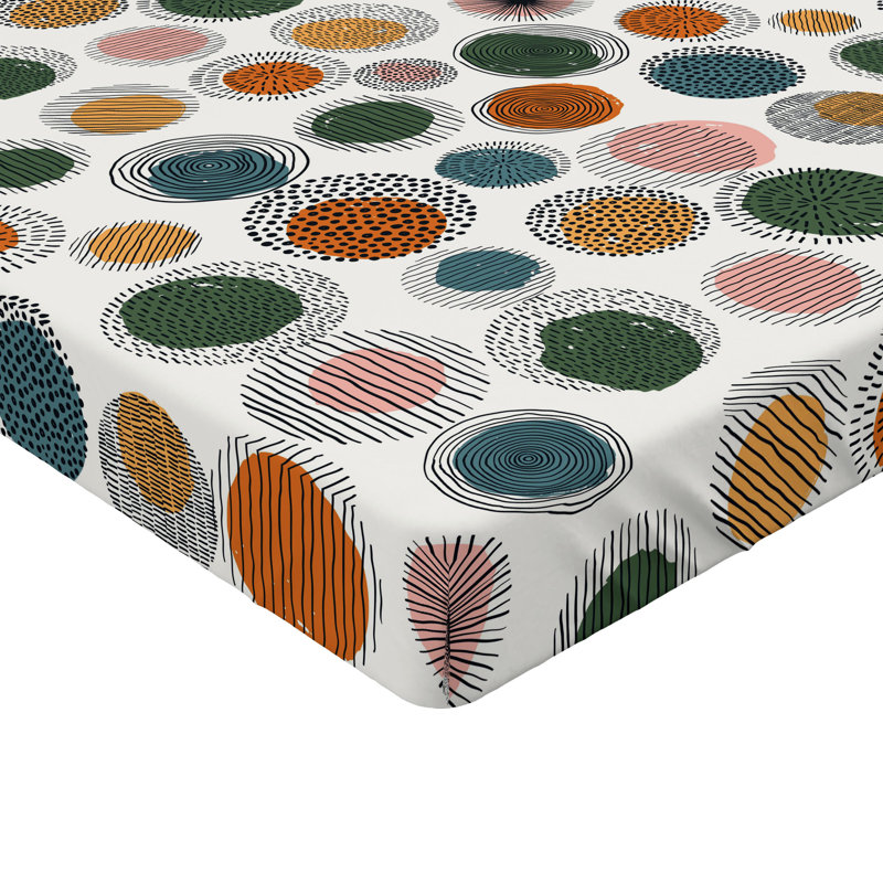 Drap-housse à motif floral Ambesonne, Drap-housse de taille simple, Orange, vert, rosé / pois