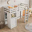 Lit mezzanine simple avec garde-robe, tablettes de rangement-2049801607