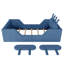 Lit plateforme tapissier simple avec coussin en lapin, lit tapissier pour enfants avec rails latéraux amovibles, bleu-792886783