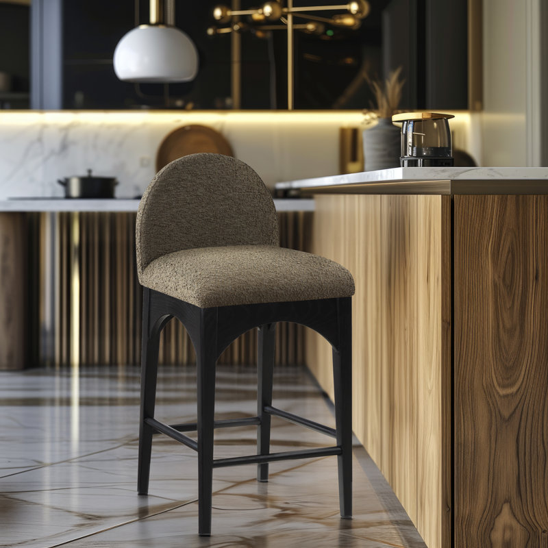 Waldorf Counter Stool, Black, Olive Boucle