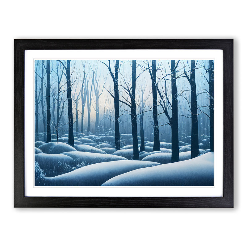 Joyful Winter Forest - Framed Print, Black, 46cm H x 64cm W x 2cm D