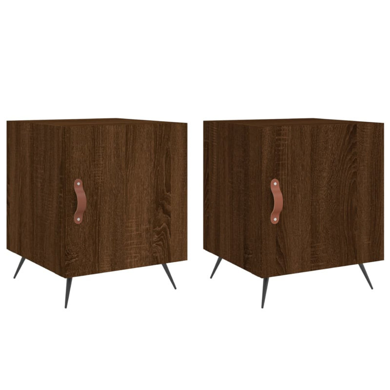 Arnardo 40cm W Manufactured Wood Bedside Table, Brown Oak