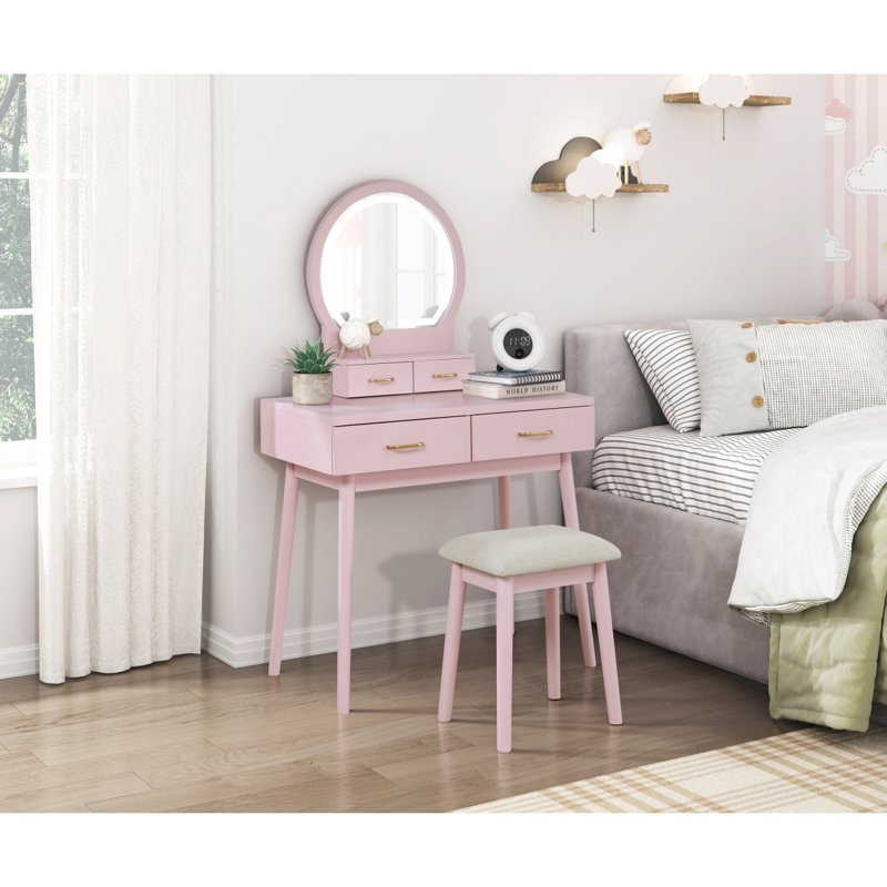 Commode de coiffeuse avec miroir et tabouret pour la chambre à coucher