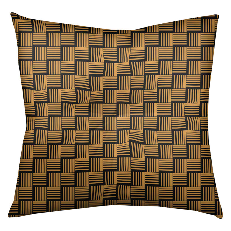 Coussin de sol classique à rayures Baskettressées, 26 po x 26 po, Orange clair/noir