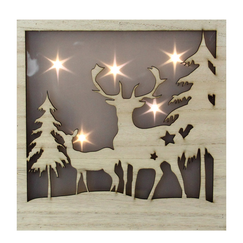 Plaque murale de Noël en bois à DEL