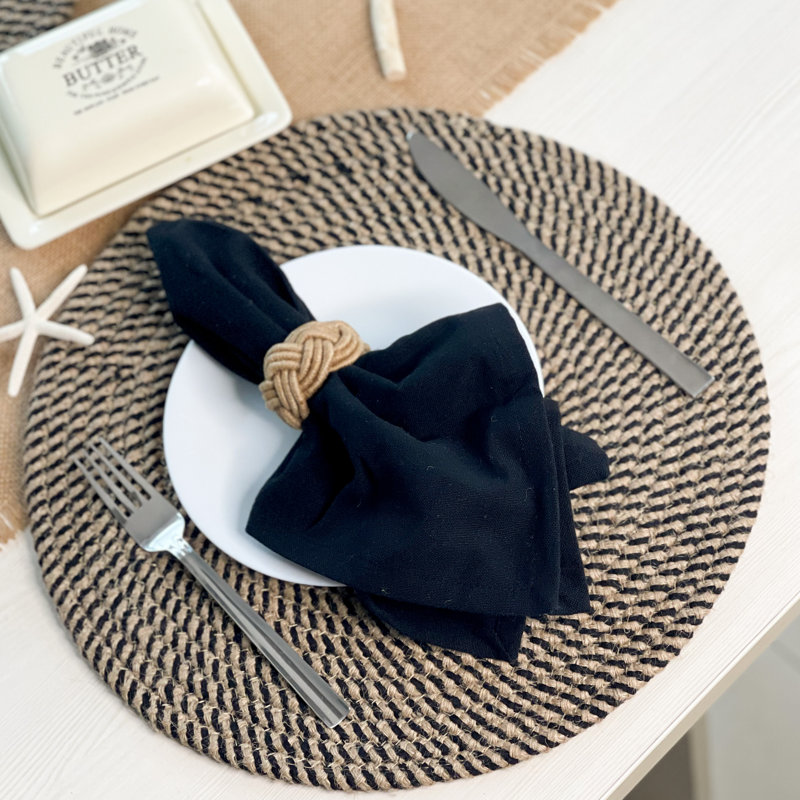 Serviette carrée en coton, Noir