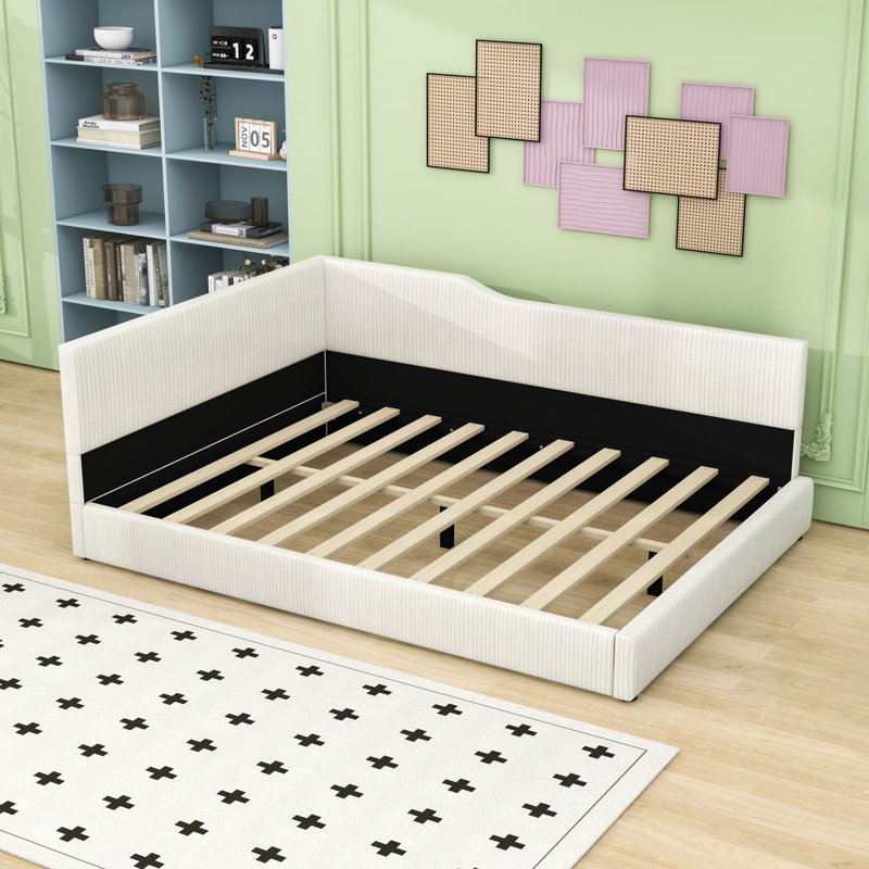 Full Wood Upholstered Daybed, Beige