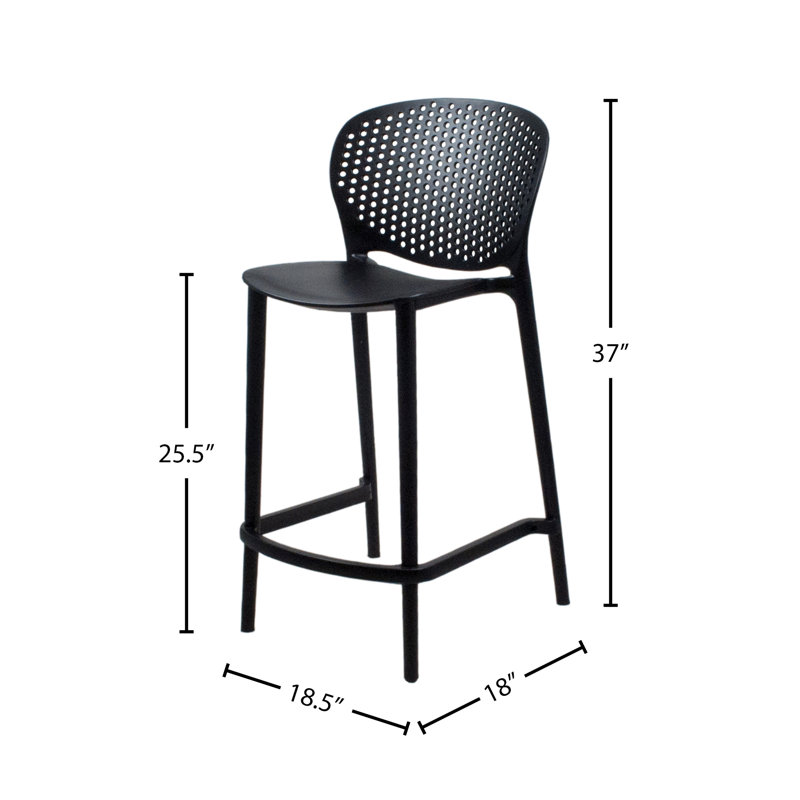 Tabouret de bar 25,5 po Elsaid, Noir