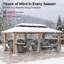 Pavillon de jardin en bois de cèdre 12 x 20 avec toit en acier galvanisé et rideaux Sunjoy