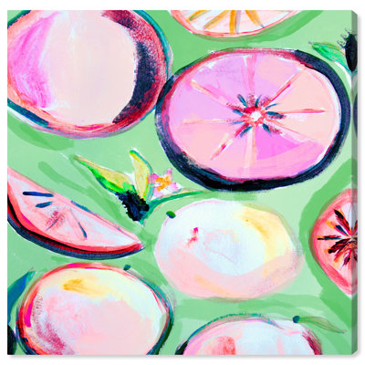 Tranches de pamplemousse roses sur toile