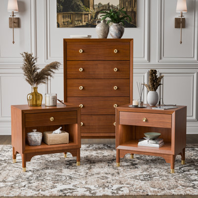 Ensemble de chambre à coucher 3 pièces avec tables de chevet et commode Oberlander