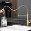 Robinet de cuisine contemporain en or brossé, rétractable, en acier inoxydable, robinet en céramique classique avec douchette, poignée simple, option de mode jet