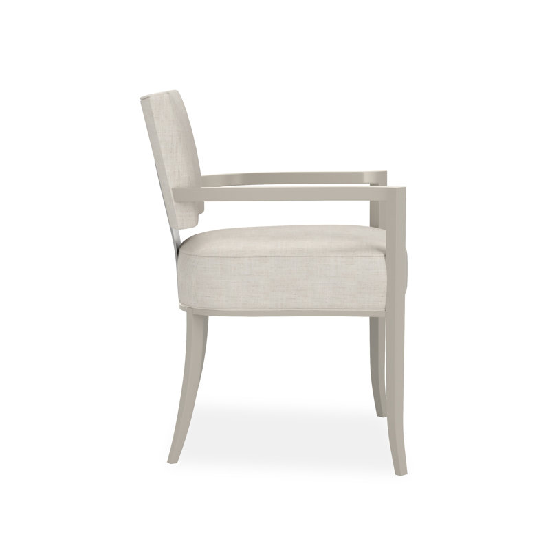 Caracole Classic Upholstered Arm Chair, Beige, Pearl/Chrome