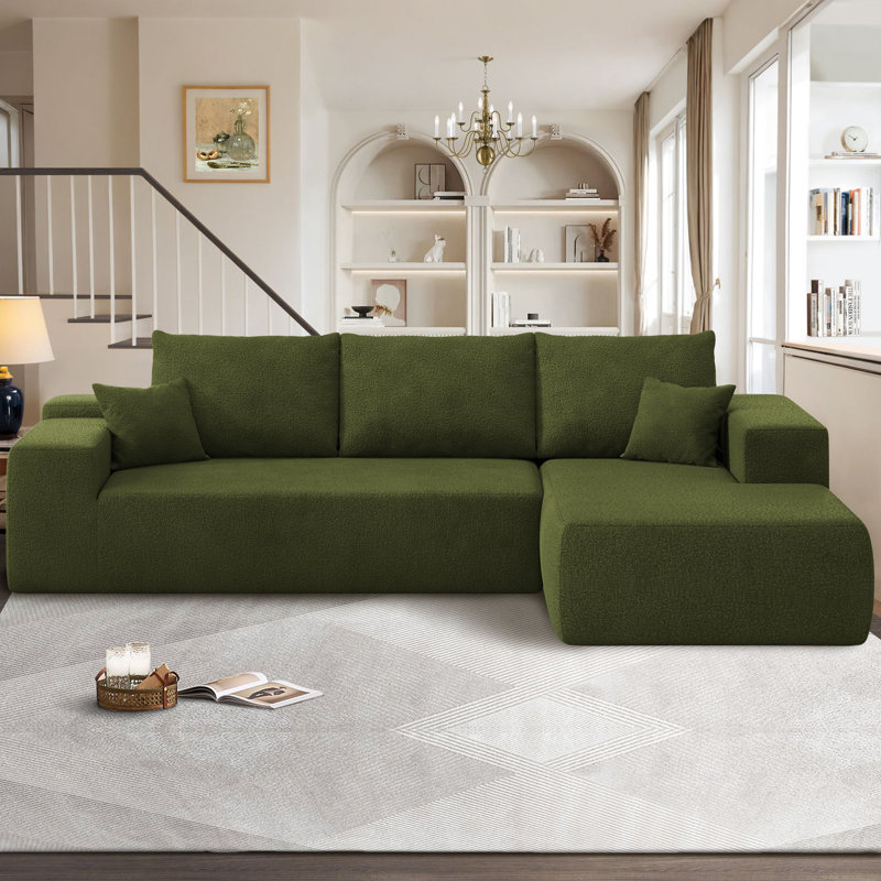 Canapé modulaire Nathasa 2 pièces sans assemblage avec compression, canapé désossé à revêtement libre avec méridienne en L, canapé modulaire à assise profonde pour le salon et la chambre à coucher