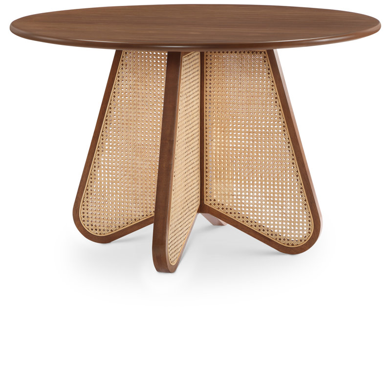 Lamarr Round Dining Table, Walnut/Walnut/Beige
