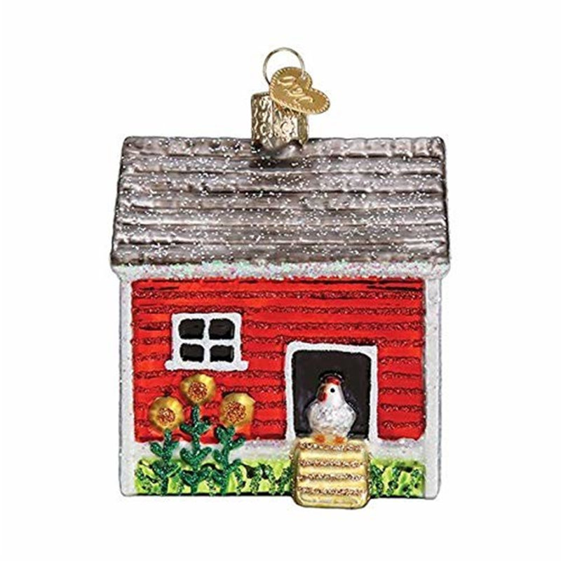 Décoration de Noël en verre soufflé Old World pour arbre de Noël, poulailler