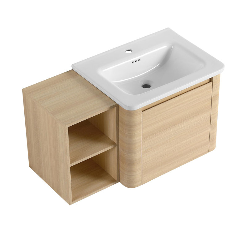 Meuble-lavabo mural avec lavabo en céramique blanche, 36"