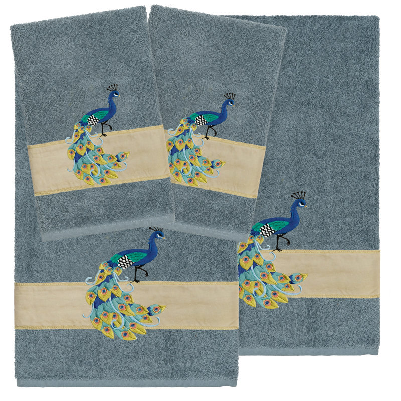 Ensemble de serviettes 4 pièces PENELOPE, Bleu sarcelle, 4