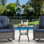 Petite table d'appoint pour l'extérieur - Capacité de poids de 50 lb Table d'appoint en osier avec rangement, plateau de table en verre trempé pour terrasse
