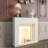 Beige Manufactured Wood Electric Fireplace