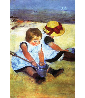 Children Playing On The Beach by Mary Cassatt - Unframed Print