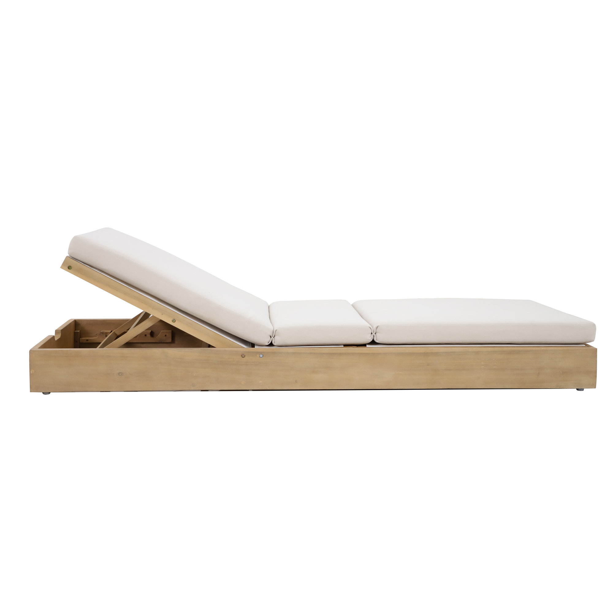 Adriatic 27'' Outdoor Acacia Chaise Lounge, Beige