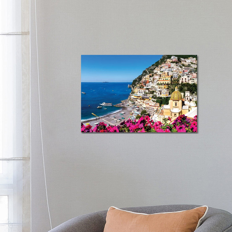 Positano Beach And Church Santa Maria by Susanne Kremer - Wrapped Canvas Print, 66.04 cm H x 45.72 cm W x 1.91 cm D