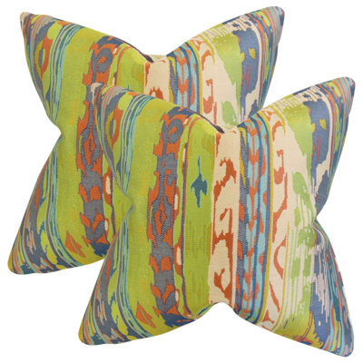 Bernie Ikat Feather Reversible Throw Pillow