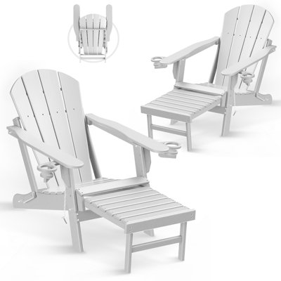 Ensemble de 2 chaises Adirondack pliantes avec repose-pieds et repose-gobelets