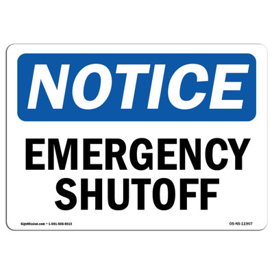 Emergency Shutoff Aluminum Sign 18 x 24