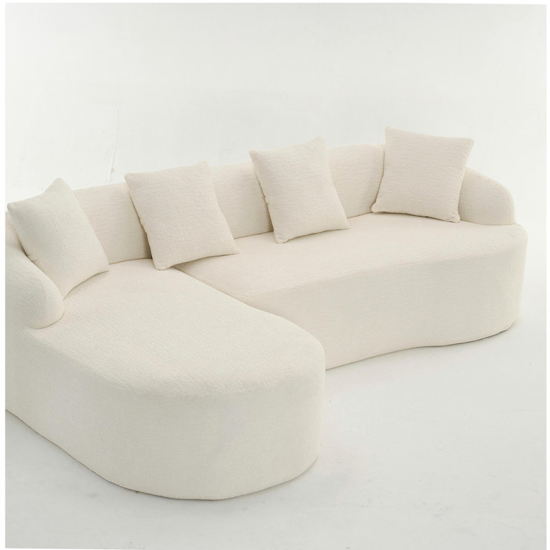 Canapé modulaire en forme de L Boneless avec méridienne incurvée, canapé modulaire en chenille, mousse à haute densité 30D, canapé-lit modulaire minimaliste pour le salon.