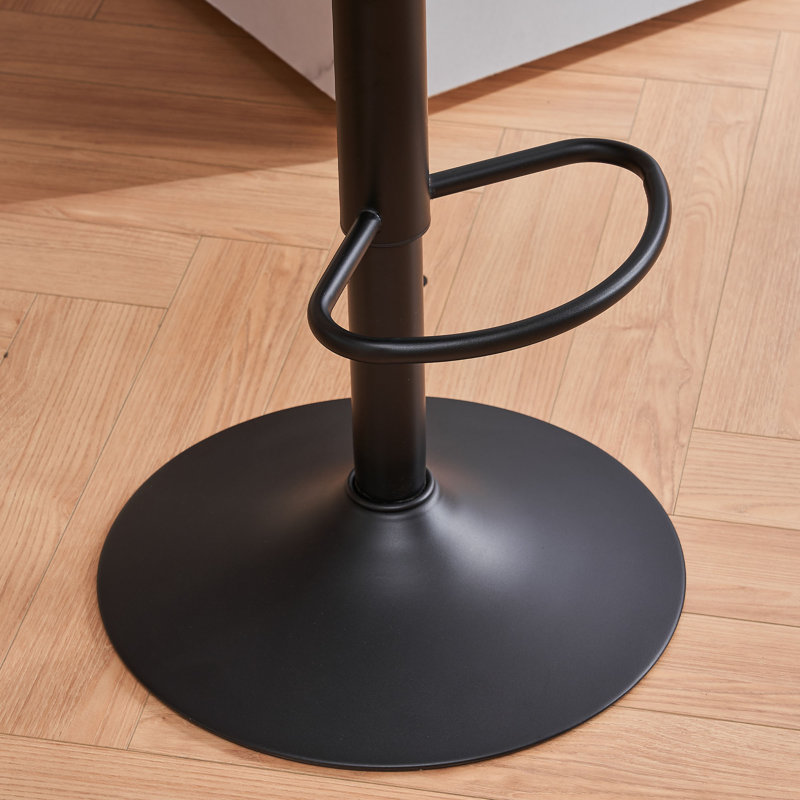 Tabouret de bar pivotant à hauteur réglable Zager, Similicuir noir / cadre noir, 2