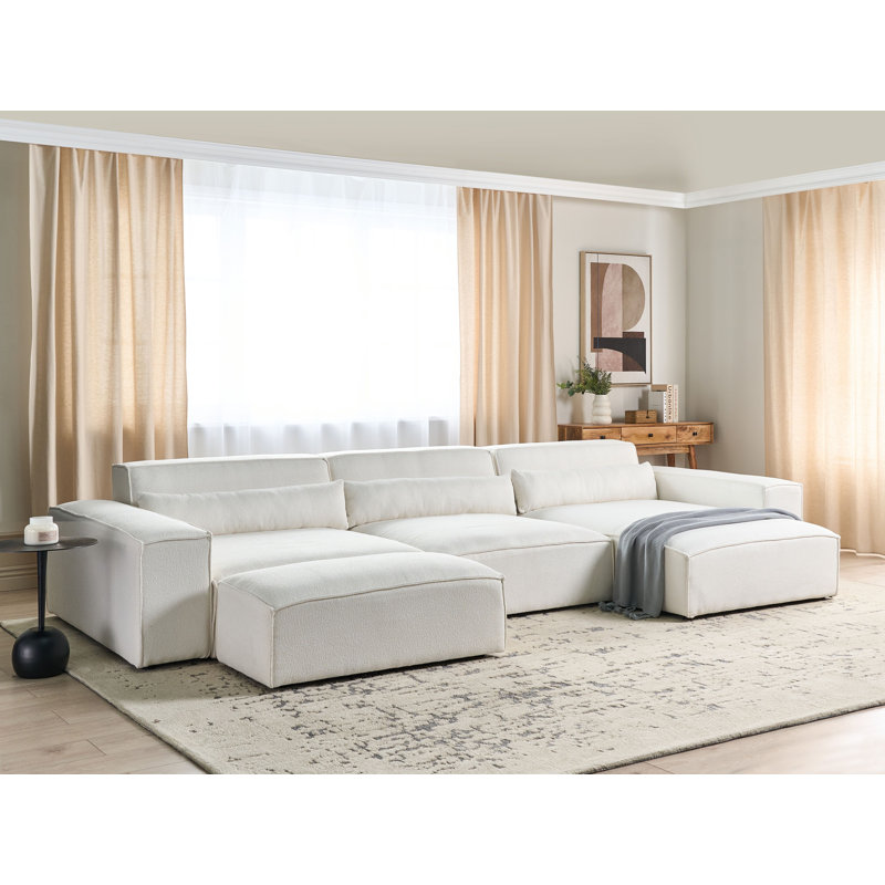 Boleslovas 3 Seater Sofa & Chaise, Left Hand Facing, White
