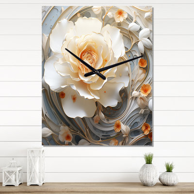 Horloge murale surdimensionnée blanche exquise et orangerose