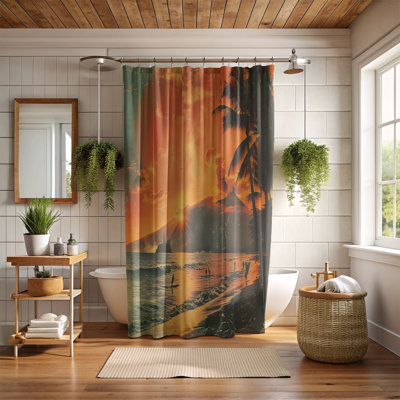 Vintage Sunset Art - rideau de douche standard 1 pièce