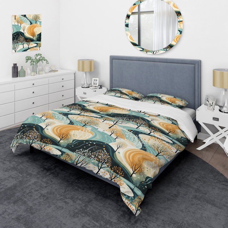 Ensemble de housse de couette Botanical Forest, Housse de couette simple + 1 taie décorative stan