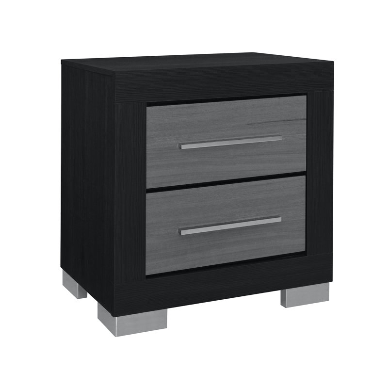 Emma Black-Grey Nightstand, Black
