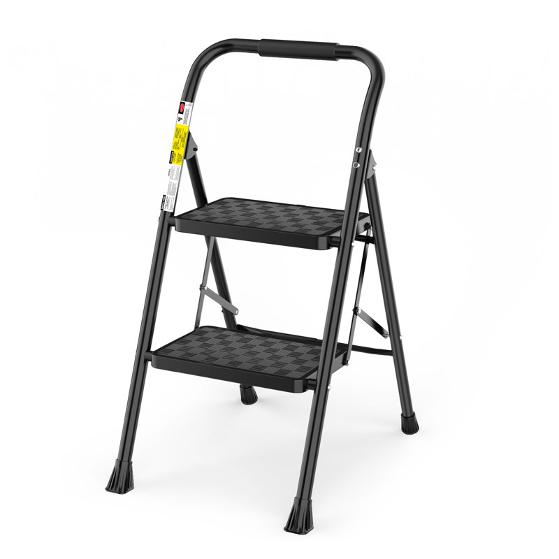 Folding 2 Step Ladder, 2 Step Stool for Adults, 2 Step Ladder Step Stool with Cushioned Handle, Wide Pedal, 330Lbs Load Heavy Duty