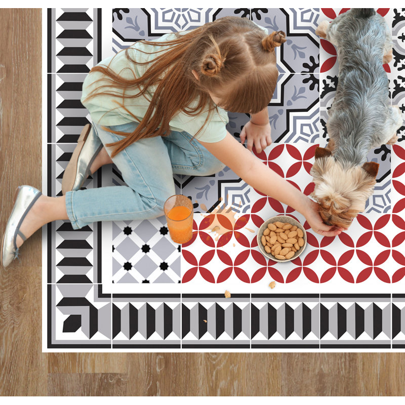 Aaheli Vinyl Machine Printed Area Rug, Rectangle 4'4.4" x 6'6.7"