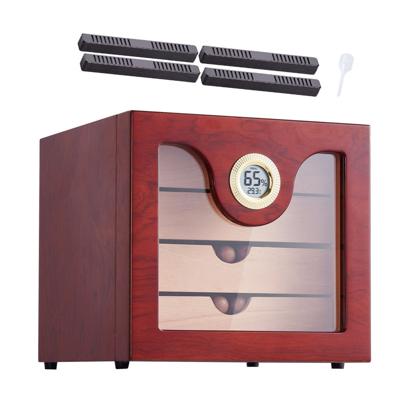 Handmade Cedar Wood Cigar Humidor with Hygrometer and Humidifier