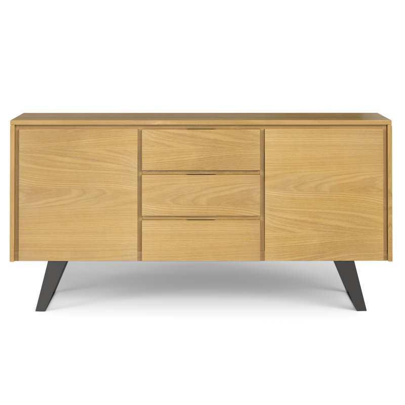 Lowry Oak Veneer Modern Industrial Sideboard Buffet