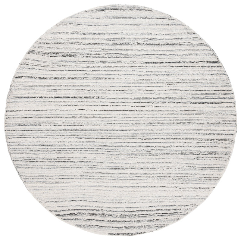 Nikhel Ebony Hand Tufted Performance Floral Rug, Round 6'