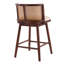 Tabouret de comptoir en hévéa de 26,50 po Marion avec dossier en rotin-1242551798-1246804203